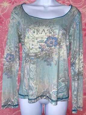 vintage y2k xcit usa leaves of grass top